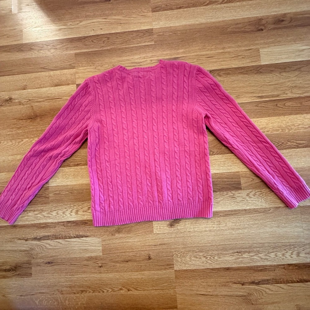 Lauren Ralph Lauren medium Pink‎ Cashmere Sweater Cable Knit Crewneck - Picture 5 of 6